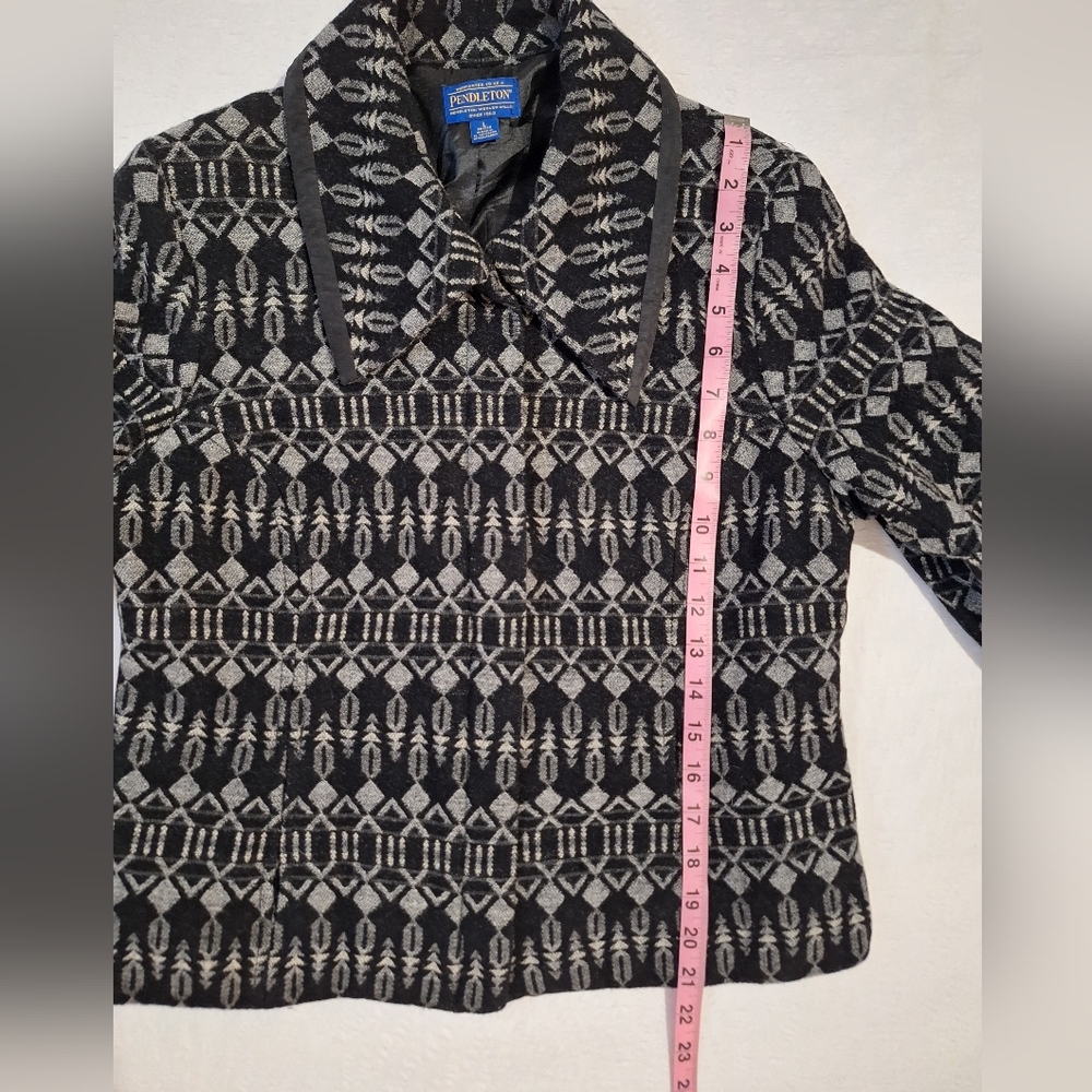 Pendleton Virgin Wool Black And Gray Patterned Bl… - image 5
